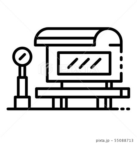 City Bus Stop Icon Outline Styleのイラスト素材