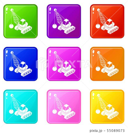 Demolish truck icons set 9 color collection 55089073