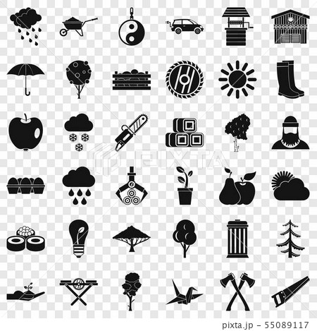 Garden icons set, simple style 55089117