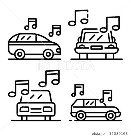 Car audio icons set, outline style Car audio icons set, outline style 55089168