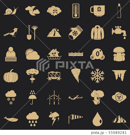 Autumn cloud icons set, simple style 55089281