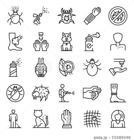 Mite icons set, outline style 55089346
