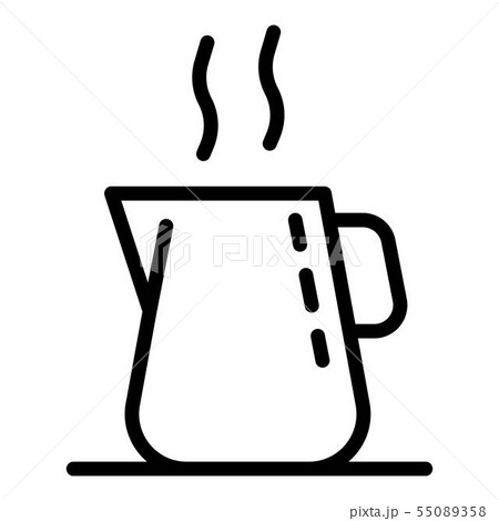Hot coffee metal pot icon, outline style Hot coffee metal pot icon, outline style 55089358