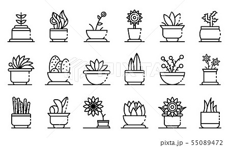 Houseplants icons set, outline style 55089472