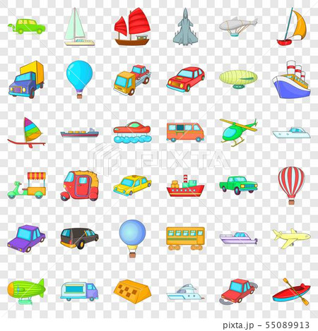 Country vehicle icons set, cartoon style 55089913