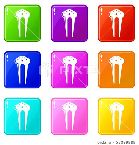 Hair fix clip icons set 9 color collection 55089989