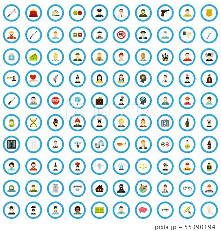 100 relationship problems icons set, flat style 100 relationship problems icons set, flat style 55090194