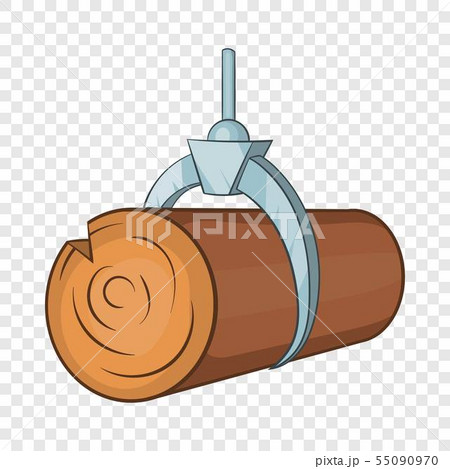Hydraulic crane with log icon, cartoon style Hydraulic crane with log icon, cartoon style 55090970