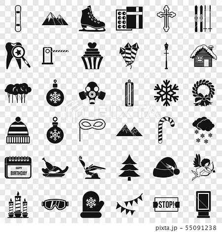 Winter gift icons set, simple style Winter gift icons set, simple style 55091238