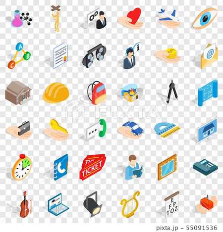 One work icons set, isometric style 55091536