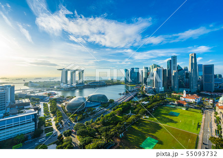 Beautiful architecture building exterior cityscape in Singapore city skyline Beautiful architecture building exterior cityscape in Singapore city skyline 55093732