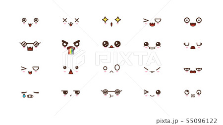 Kawaii cute faces smile emoticons. Japanese emoji 55096122