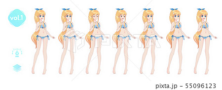 Anime manga girl. In a summer bikini swimsuit 55096123