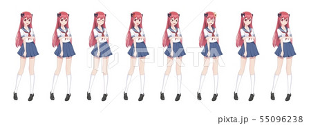 Anime manga schoolgirl in sailor suit, blue skirt Anime manga schoolgirl in sailor suit, blue skirt 55096238