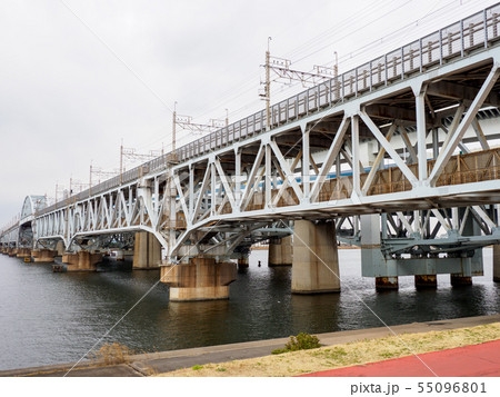 荒川河口橋の写真素材