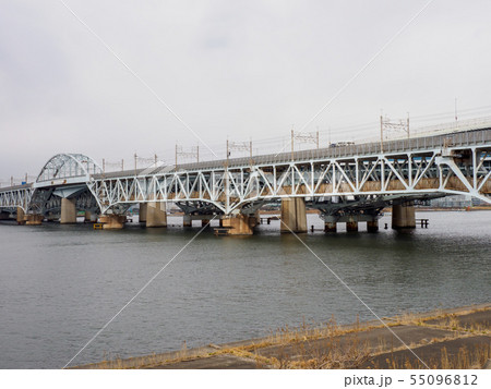 荒川河口橋の写真素材