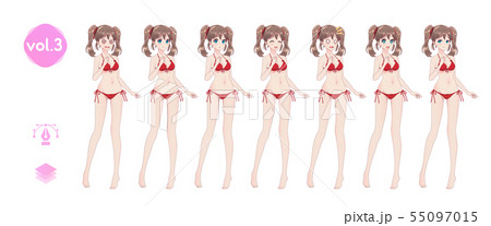 Anime manga girl. In a summer bikini swimsuit Anime manga girl. In a summer bikini swimsuit 55097015