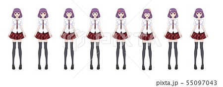 Anime manga schoolgirl plaid red skirt tie pattern 55097043