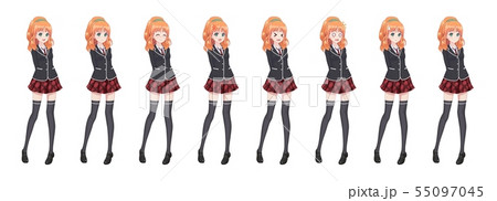 Anime manga student girl in blazer and red skirt 55097045