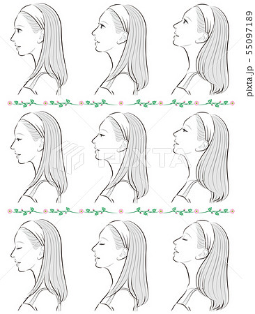 女性の横顔の表情イラストのイラスト素材 55097189 Pixta