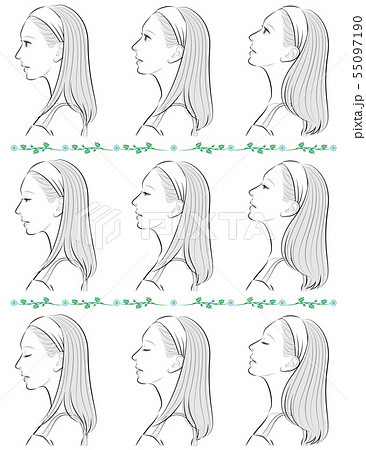 女性の横顔の表情イラストのイラスト素材 55097190 Pixta