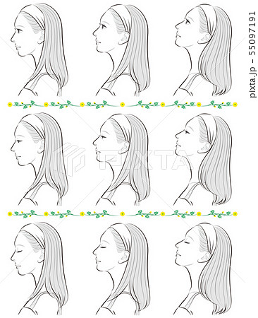 女性の横顔の表情イラストのイラスト素材 55097191 Pixta