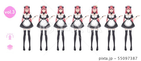 Anime manga girl. Costume of maid cafe 55097387
