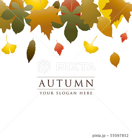 秋のフレーム 枯葉 落ち葉 グラデーションのイラスト素材