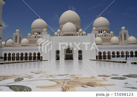 アブダビ シェイク・ザイード・モスク 花柄の中庭 55098123