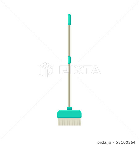 Brush for sweeping on a long gray handle. Vector illustration on white background. 55100564