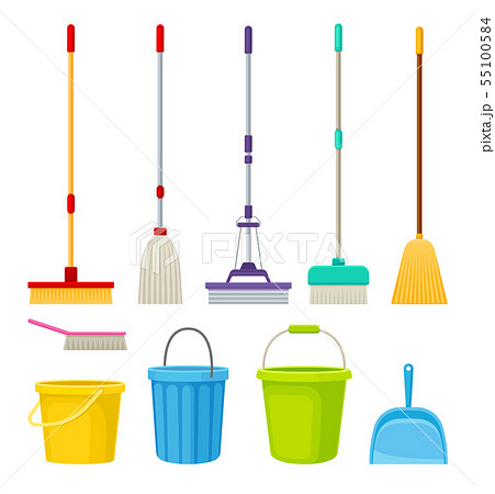 Collection of cleaning products. Vector illustration on white background. 55100584