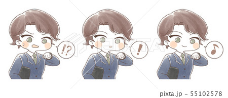 手描き風・時間を確認するビジネスマン 手描き風・時間を確認するビジネスマン 55102578