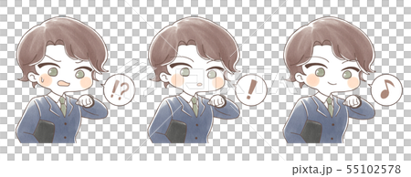 手描き風・時間を確認するビジネスマン 手描き風・時間を確認するビジネスマン 55102578