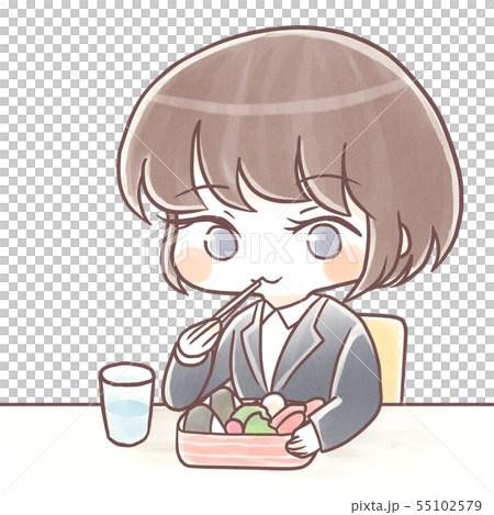 手描き風・昼食中の会社員 手描き風・昼食中の会社員 55102579