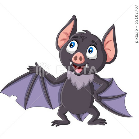 Cute bat cartoon waving isolated  55102707