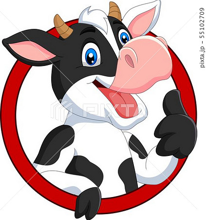 Cartoon happy cow giving thumb up 55102709