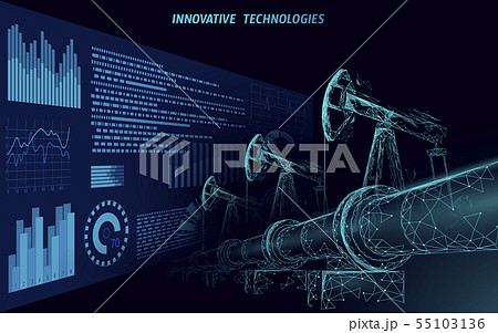 Oil pipeline low poly business concept. Finance economy polygonal petrol production. Petroleum fuel 55103136