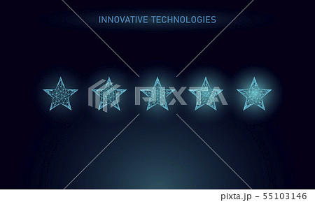 Low poly five 5 stars rating product concept. Positive feedback client quality satisfaction good 55103146