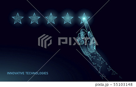 Low poly five 5 stars rating product concept. Positive feedback client quality satisfaction good 55103148