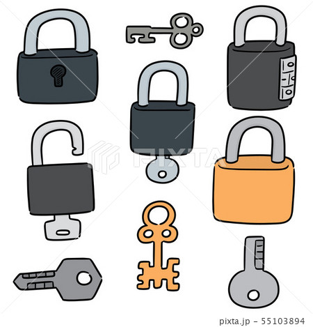 vector set of lock and keyのイラスト素材 [55103894] - PIXTA