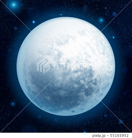 Full blue moon with stars at dark sky background. EPS 10 55103952