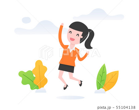 Successful woman jumping and smile. 55104138