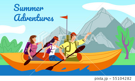 Rafting, Kayaking, People in Kayak Row Down River 55104282