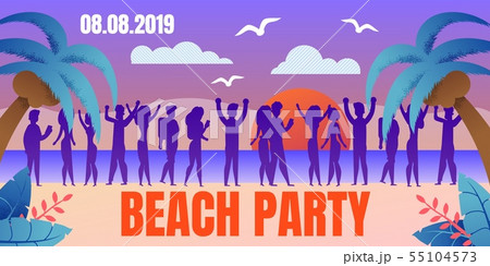 Tropical Resort Beach Party Flat Vector Poster 55104573