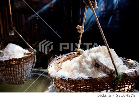 Basket of salt in Thailand. Basket of salt in Thailand. 55104578