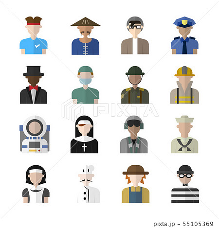 Career avatar character flat design icon set, vec Career avatar character flat design icon set, vec 55105369