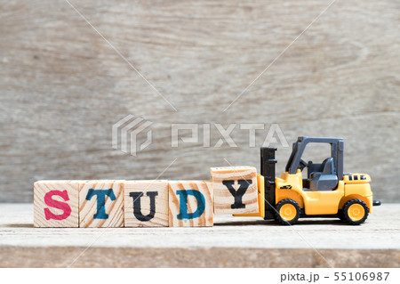 Toy forklift hold letter block y to word study 55106987
