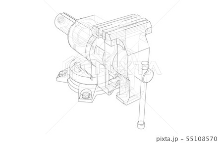 Outline vise vector. Wire-frame style 55108570
