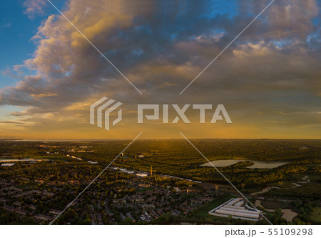 Magic sunset on colorful sunset over the city 55109298