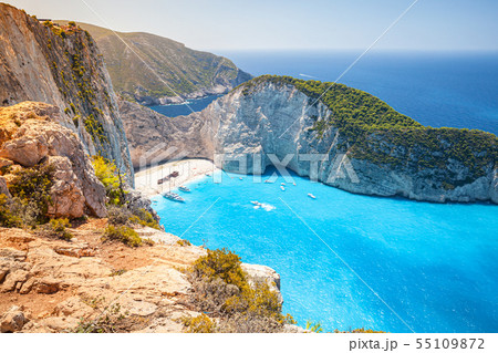 Ship Wreck beach. Navagio bay. Greece Ship Wreck beach. Navagio bay. Greece 55109872